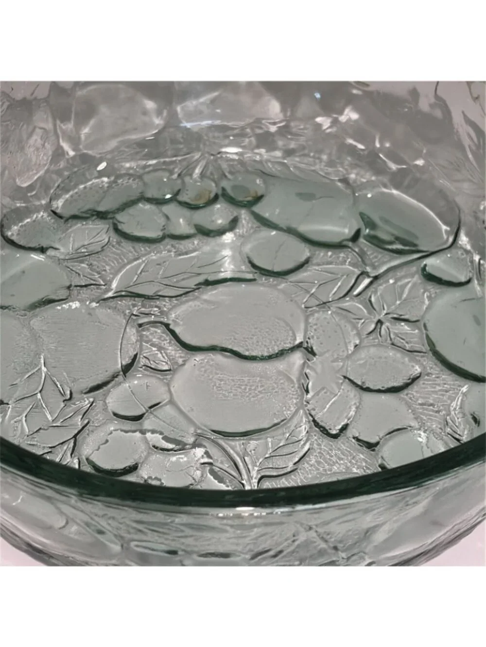 3 Qt Libbey Orchard Fruit Green Glass Casserole Baking Dish W/ Pie Plate Lid